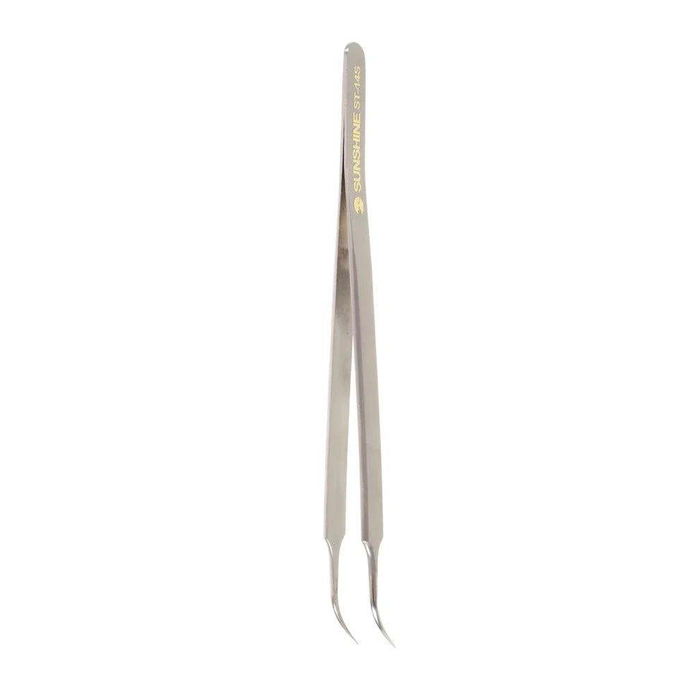 SUNSHINE ST-14S High Strength Metal Professional Curved Tip Tweezers - 7