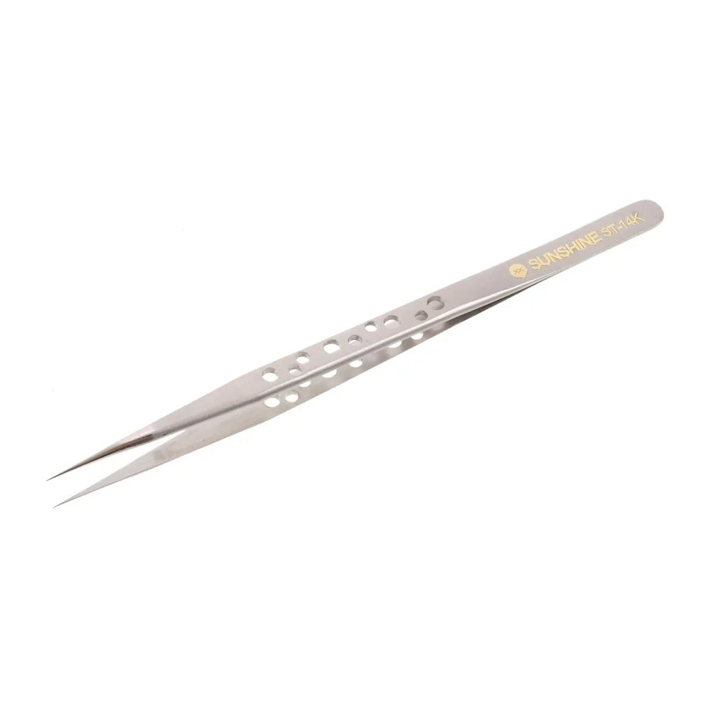 SUNSHINE ST-14K High Strength Metal Long Pointed Tip Tweezers - 5