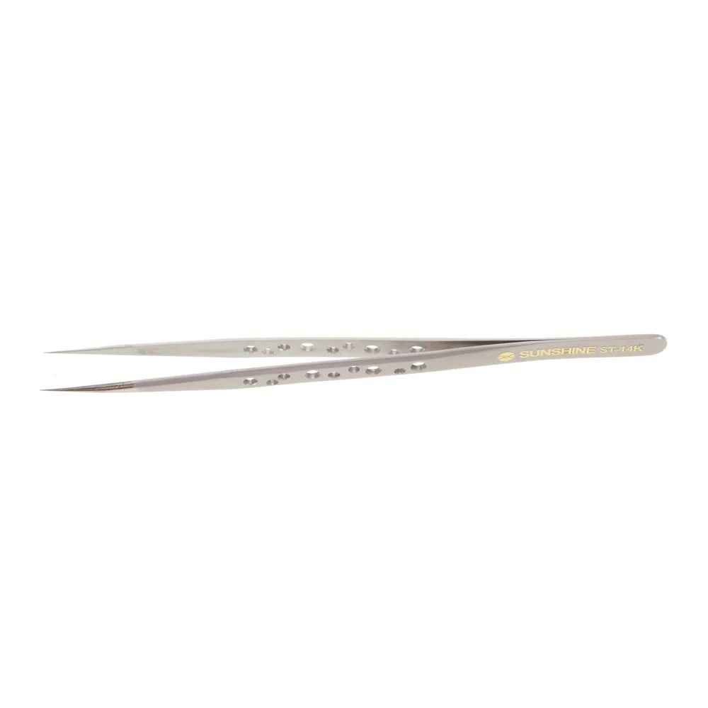 SUNSHINE ST-14K High Strength Metal Long Pointed Tip Tweezers - 6