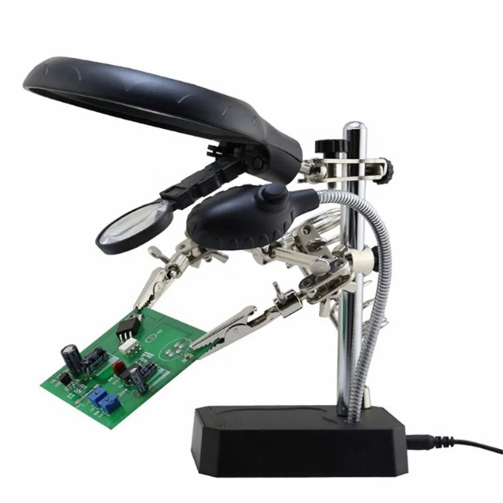 BST-16129C New Function 5X LED Fixing Clip 3 in 1 Welding Magnifier for Repairing PCB Mobile Phone Screen Magnifier - 1