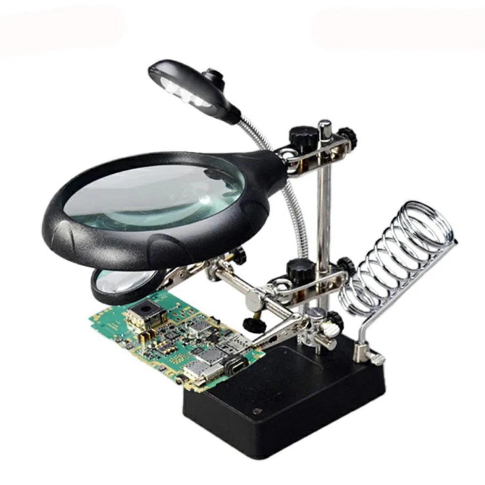 BST-16129C New Function 5X LED Fixing Clip 3 in 1 Welding Magnifier for Repairing PCB Mobile Phone Screen Magnifier - 2