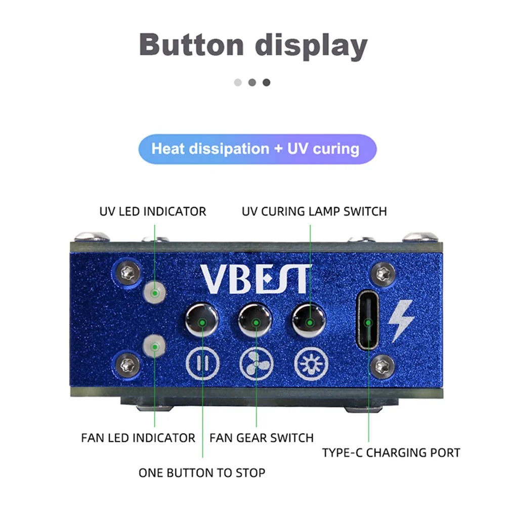 VBEST VBST-491 2-in-1 Cooling Fan 3 Speed UV Curing Radiating Fan for PCB Welding Repair - 3