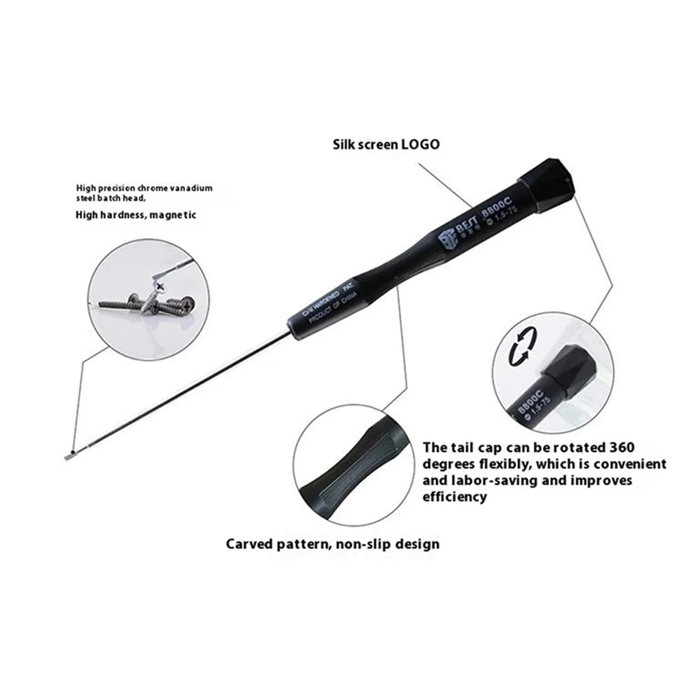 BEST BST-8800C 75mm Precision Dismantling Screwdriver for Phone, Computer Repair - Cross PH000 - 2