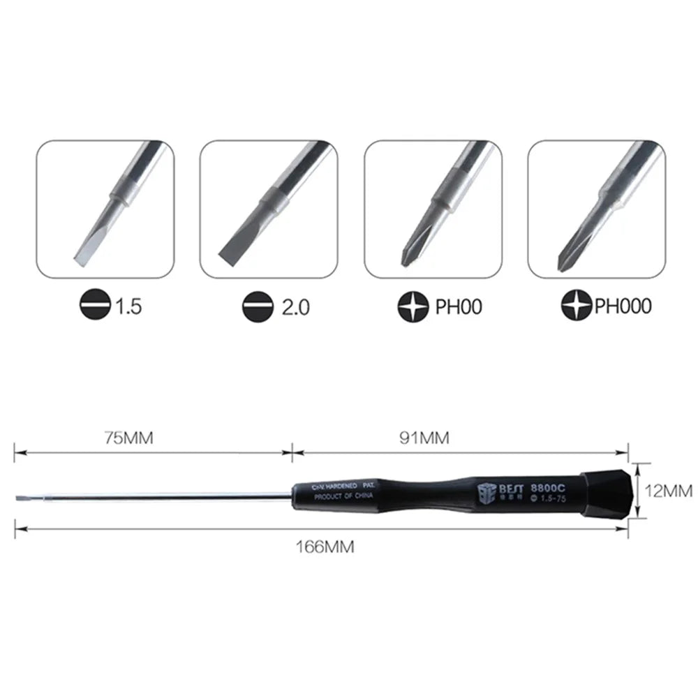 BEST BST-8800C 75mm Precision Dismantling Screwdriver for Phone, Computer Repair - Cross PH000 - 6