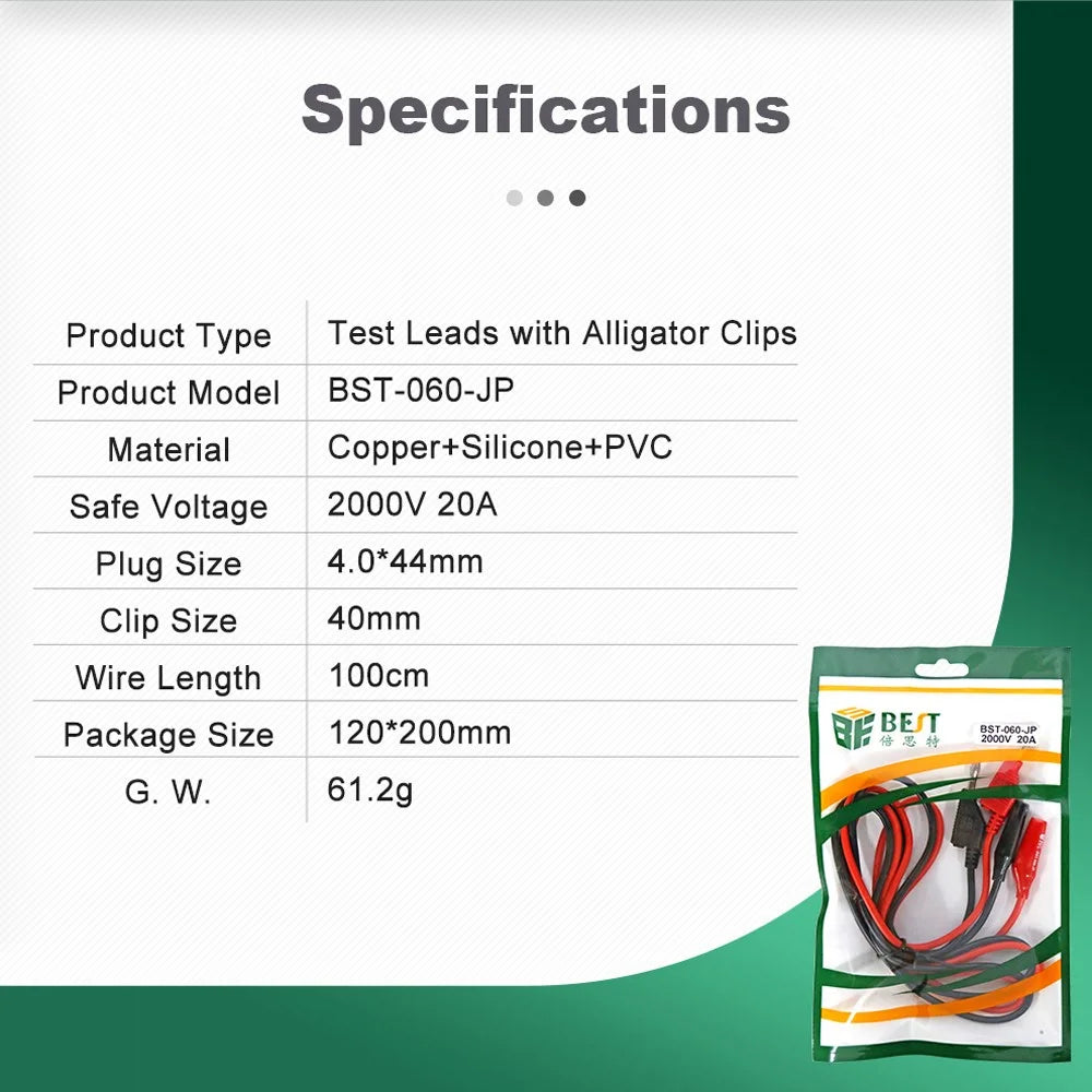 BEST BST-060-JP Stackable Banana Plug to Alligator Clip Test Leads - 6