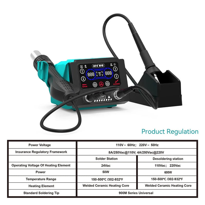 RF4 RF-H7 220V 2 in 1 Digital Display Hot Air Rework Station and Soldering Iron Station, EU Plug - 7