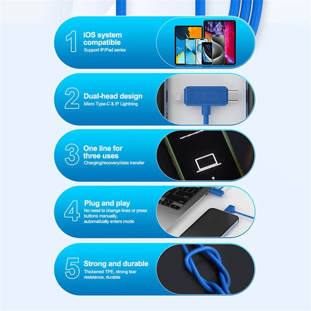 ISOFT IS-006 Dual Interface Repair Data Cable for iPhone / iPad Charging Data Transmission - 3