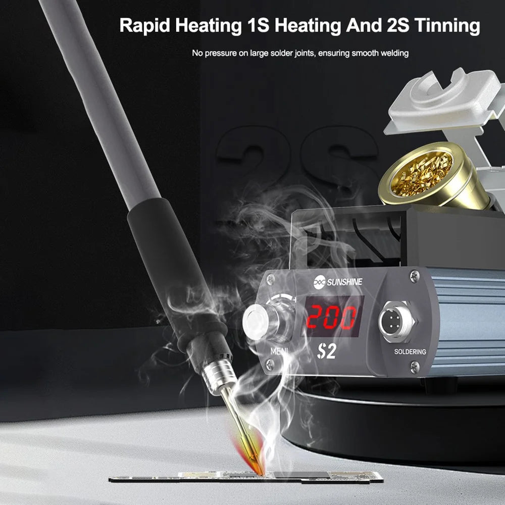 SUNSHINE S2 Precise Soldering Station Digital Display Soldering Station for C210 Soldering Iron Tips - US Plug - 4