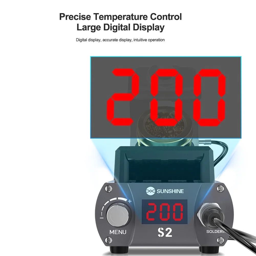 SUNSHINE S2 Precise Soldering Station Digital Display Soldering Station for C210 Soldering Iron Tips - US Plug - 5