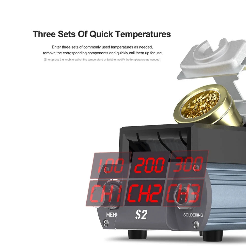 SUNSHINE S2 Precise Soldering Station Digital Display Soldering Station for C210 Soldering Iron Tips - US Plug - 6