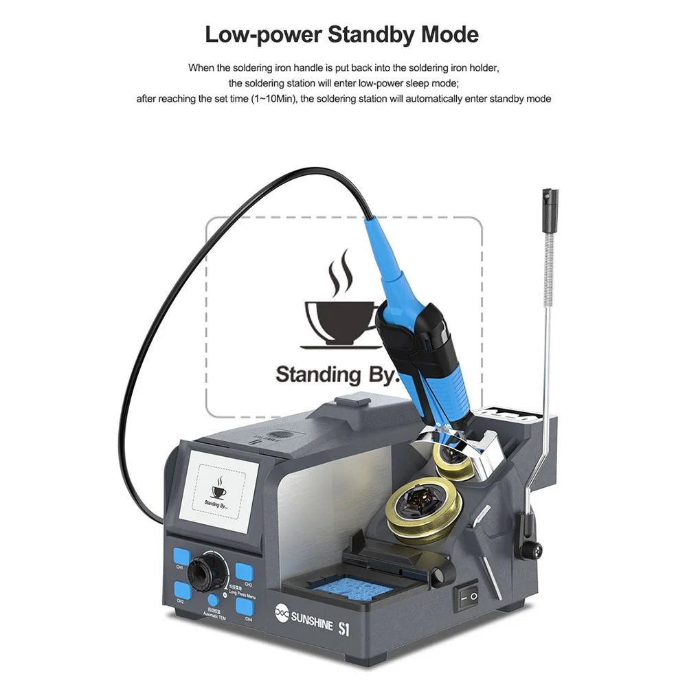 SUNSHINE S1 Intelligent Precision Soldering Station Smart Sleep Color Screen Display Soldering Station - US Plug - 6