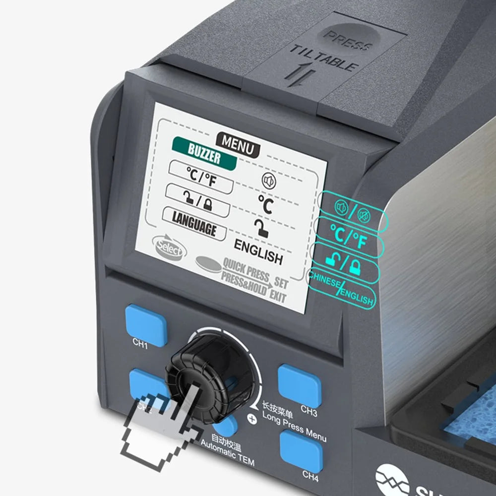 SUNSHINE S1 Intelligent Precision Soldering Station Smart Sleep Color Screen Display Soldering Station - US Plug - 7