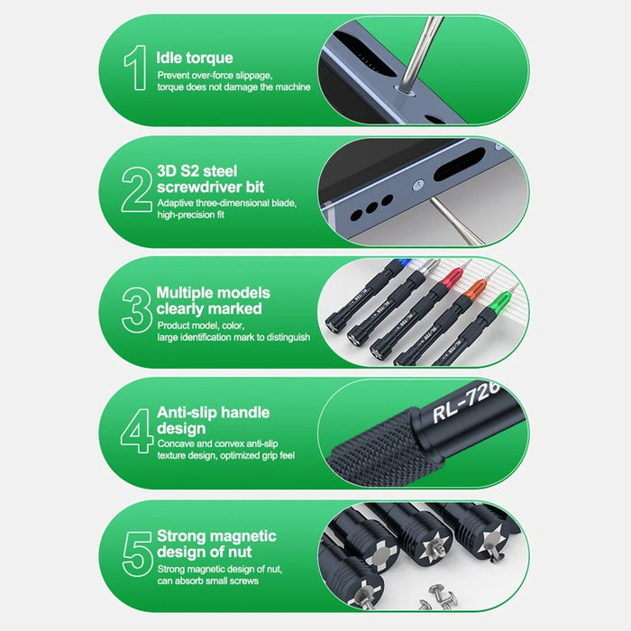 RELIFE RL-726 3D Precision Torque Screwdriver Extra Hard S2 Steel Bit - Convex Cross 2.5 - 3
