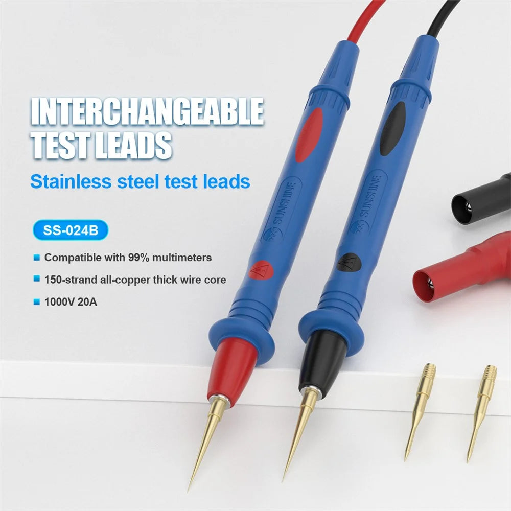 SUNSHINE SS-024B Replaceable Stainless Steel Multimeter Test Leads with 4 Needles - 2