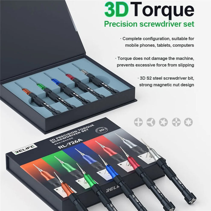RELIFE RL-726A 3D Torque Screwdriver Set Extra Hard S2 Steel Bit Electronic Disassembly Tool - 2