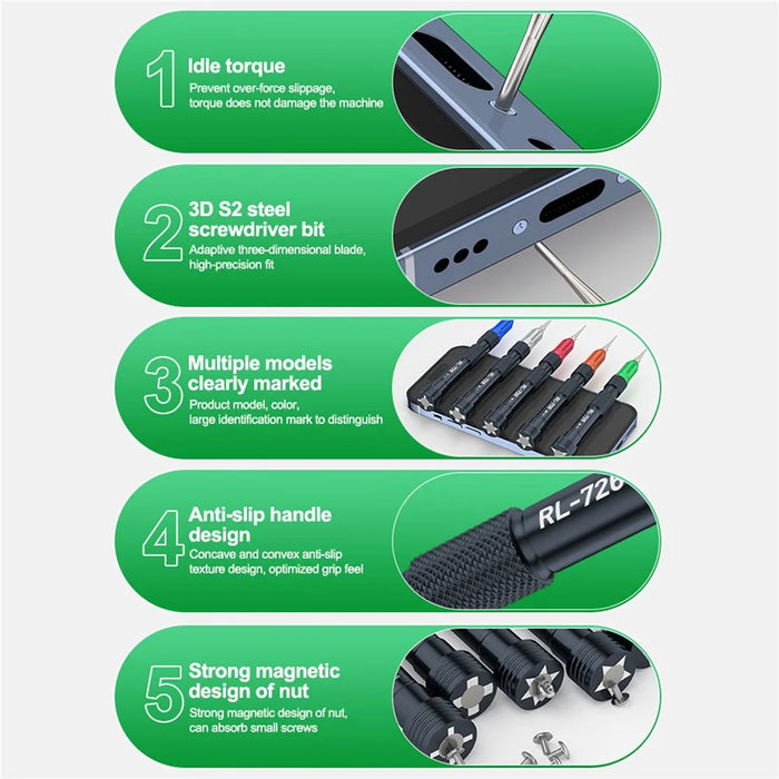 RELIFE RL-726A 3D Torque Screwdriver Set Extra Hard S2 Steel Bit Electronic Disassembly Tool - 3
