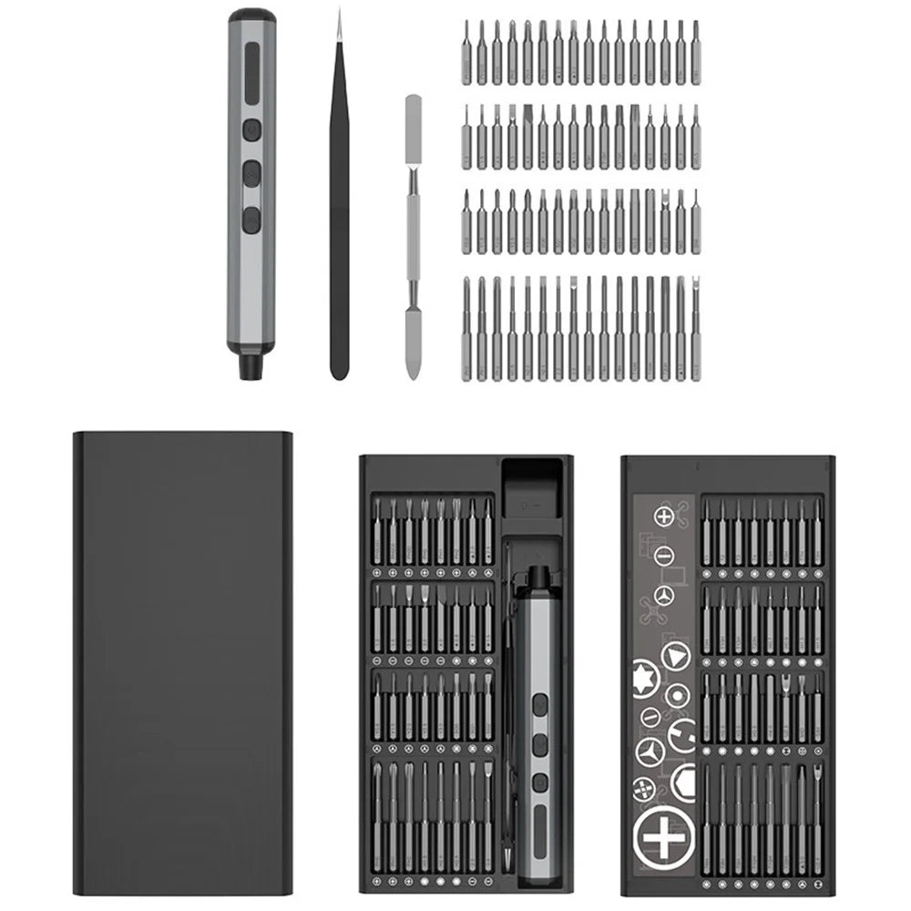 JIAFA 68-in-1 Electric / Manual Dual Mode Screwdriver Set with 64 Bits, LED Lighting for Mobile Phones, PC, Watches - 1