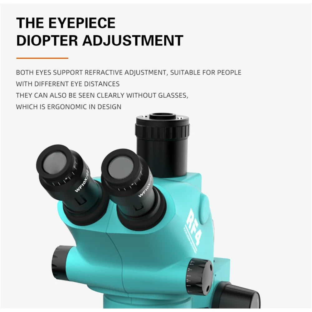 RF4 RF6565TVD2 6.5X-65X Continuous Zoom Triocular Microscope Large Space Circuit Repair Tool - 3