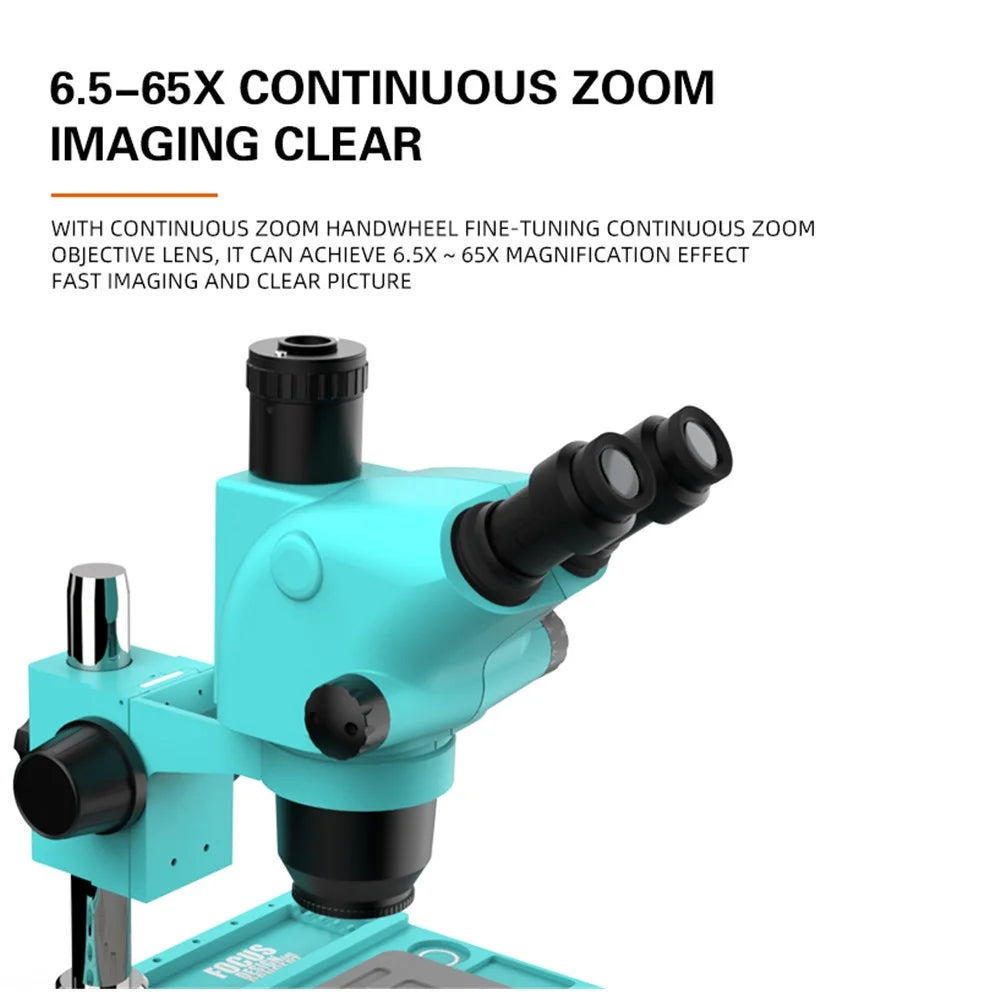 RF4 RF6565TVD2 6.5X-65X Continuous Zoom Triocular Microscope Large Space Circuit Repair Tool - 4