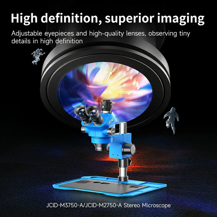 JCID M3750A 7-50X Continuous Zoom Triocular Microscope with LED Light - 2