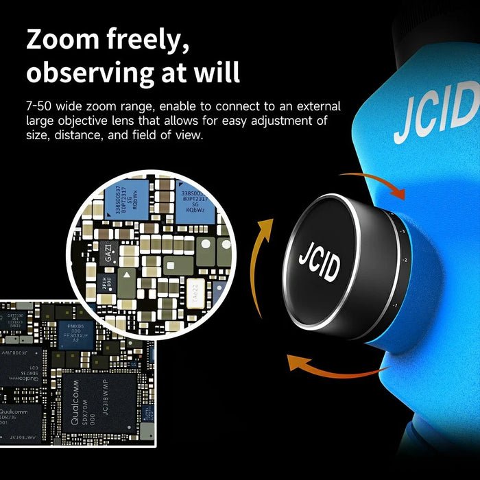 JCID M3750A 7-50X Continuous Zoom Triocular Microscope with LED Light - 4