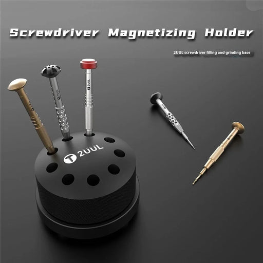 2UUL ST51 Screwdriver Magnetizing Holder Black Aluminum Alloy Rotating Screwdriver Magnetizing Base - 2