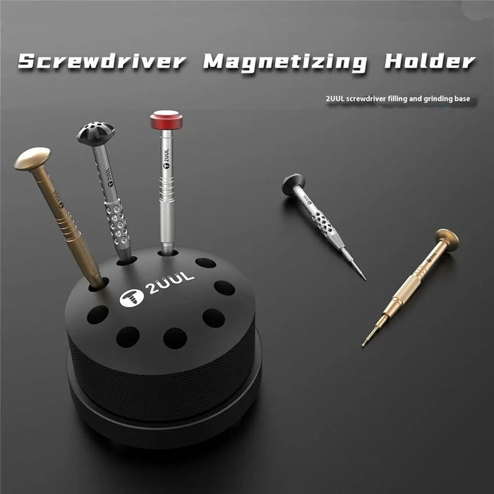 2UUL ST51 Screwdriver Magnetizing Holder Black Aluminum Alloy Rotating Screwdriver Magnetizing Base - 2