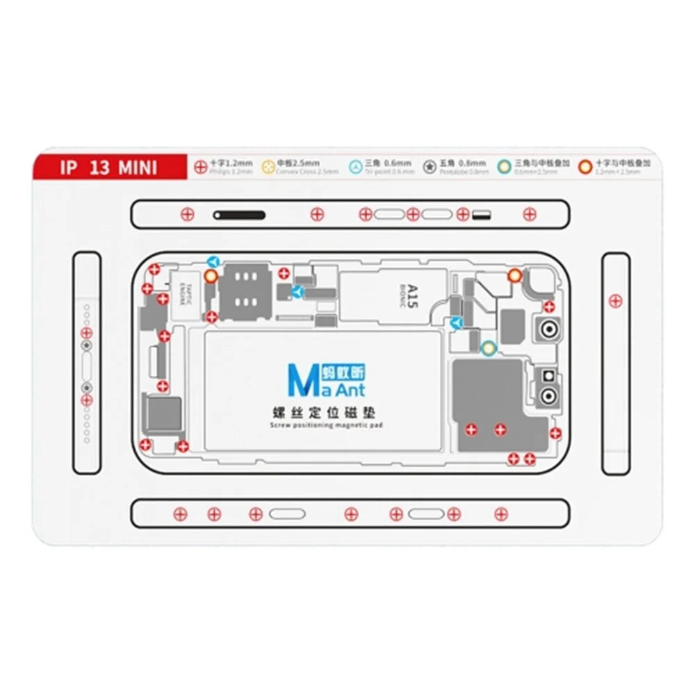 MAANT For iPhone 13 mini Double-Sided Magnetic Screw Positioning Soft Mat Phone Repair Tool - 1
