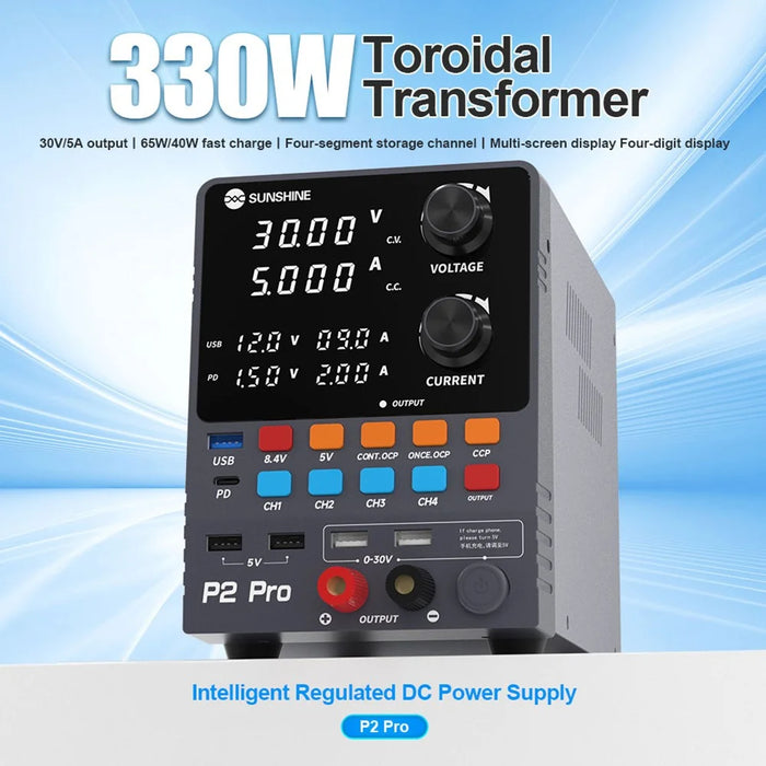 SUNSHINE P2 Pro Intelligent Regulated Power Supply Phone Repair Stabilized Power Meter - EU Plug - 2
