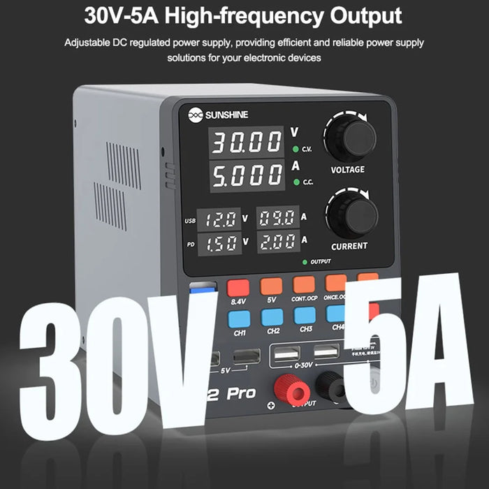 SUNSHINE P2 Pro Intelligent Regulated Power Supply Phone Repair Stabilized Power Meter - EU Plug - 4