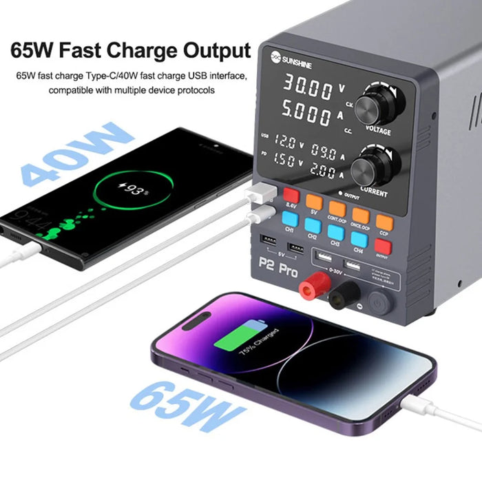 SUNSHINE P2 Pro Intelligent Regulated Power Supply Phone Repair Stabilized Power Meter - EU Plug - 7