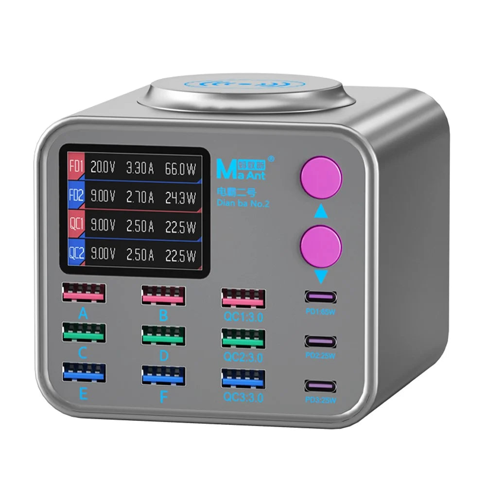 MAANT Dianba No.2 300W PD Charger Multi-Function 12-Port Charger with Wireless Charging - US Plug - 1
