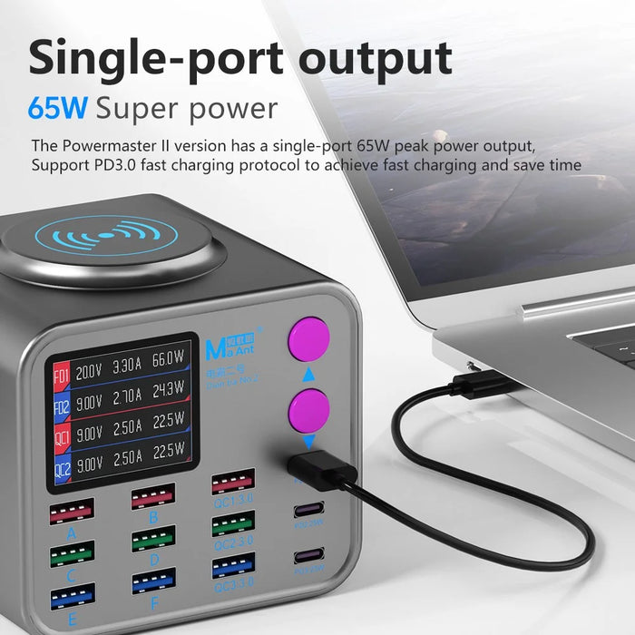 MAANT Dianba No.2 300W PD Charger Multi-Function 12-Port Charger with Wireless Charging - US Plug - 5