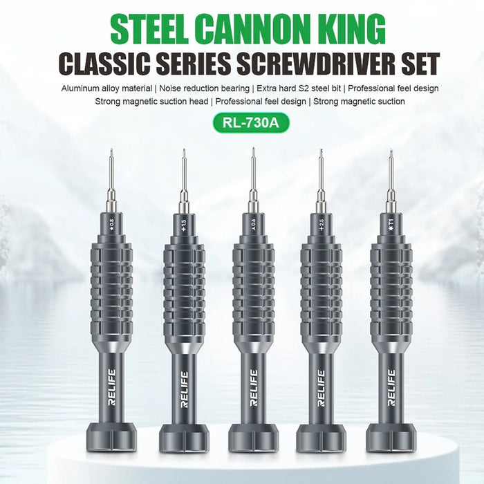 RELIFE RL-730A Screwdriver Set 5-in-1 Strong Magnetic Suction Extra Hard S2 Steel Bits Repair Tools - 2