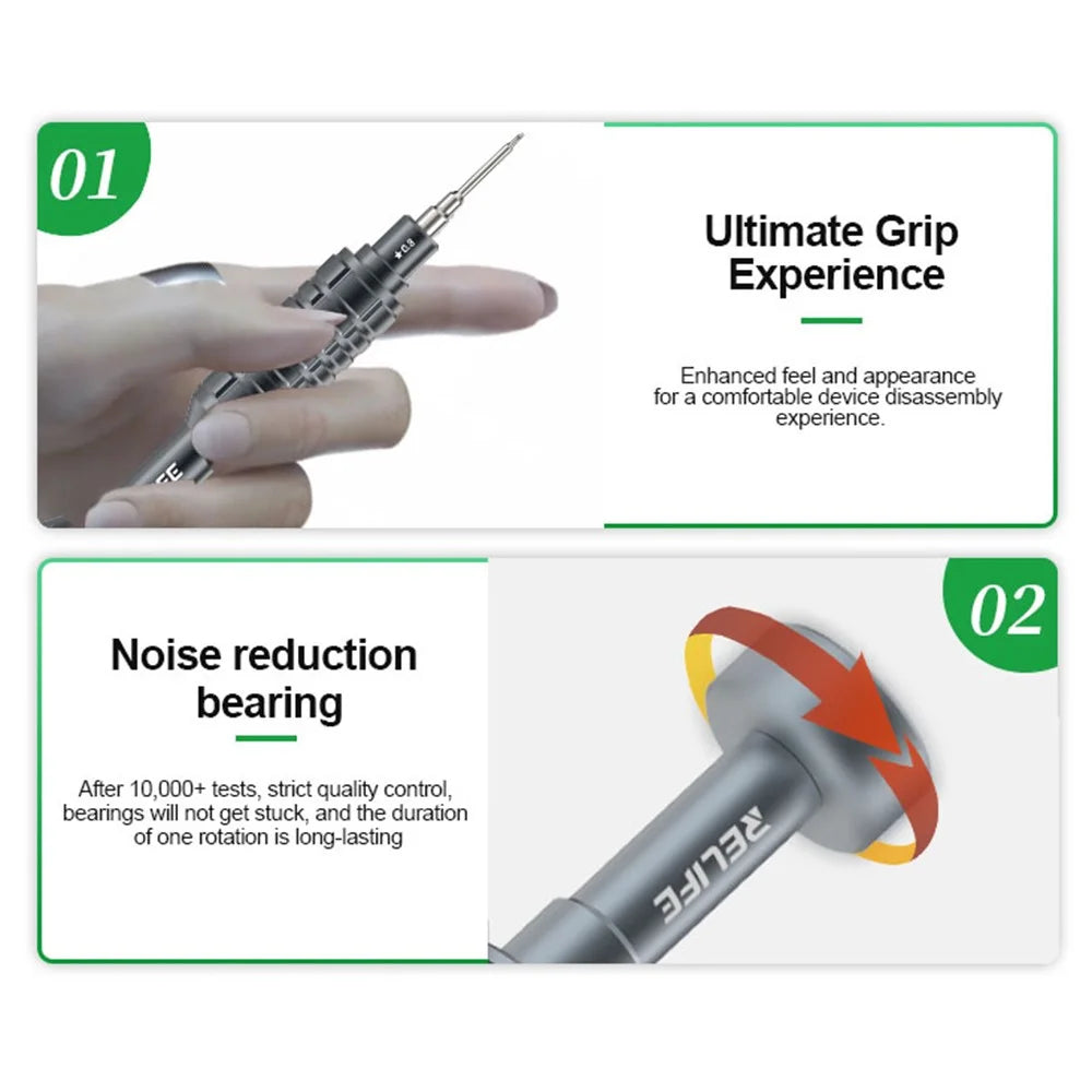 RELIFE RL-730A Screwdriver Set 5-in-1 Strong Magnetic Suction Extra Hard S2 Steel Bits Repair Tools - 6