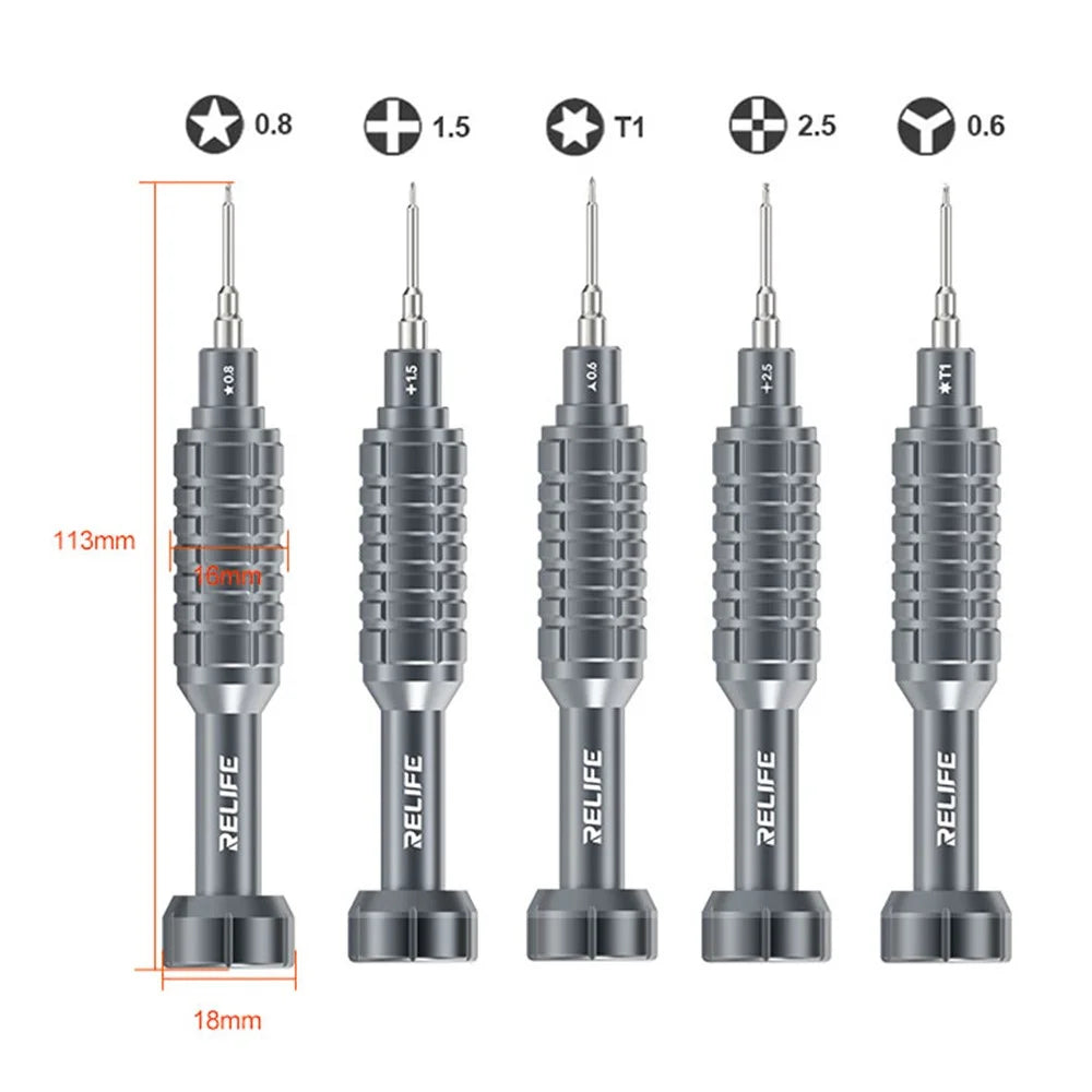 RELIFE RL-730A Screwdriver Set 5-in-1 Strong Magnetic Suction Extra Hard S2 Steel Bits Repair Tools - 7