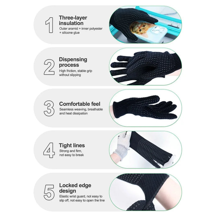 RELIFE RL-063A 1 Pair Heat Insulation Gloves High Temperature Resistant Three-Layer Protection Repair Gloves - 3