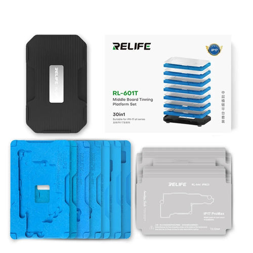 RELIFE RL-601T 31 in 1 Fixture Set For iPhone X - 17 Series Middle Layer Board Plant Tin Platform 3D BGA Reballing Stencil Kit - 1