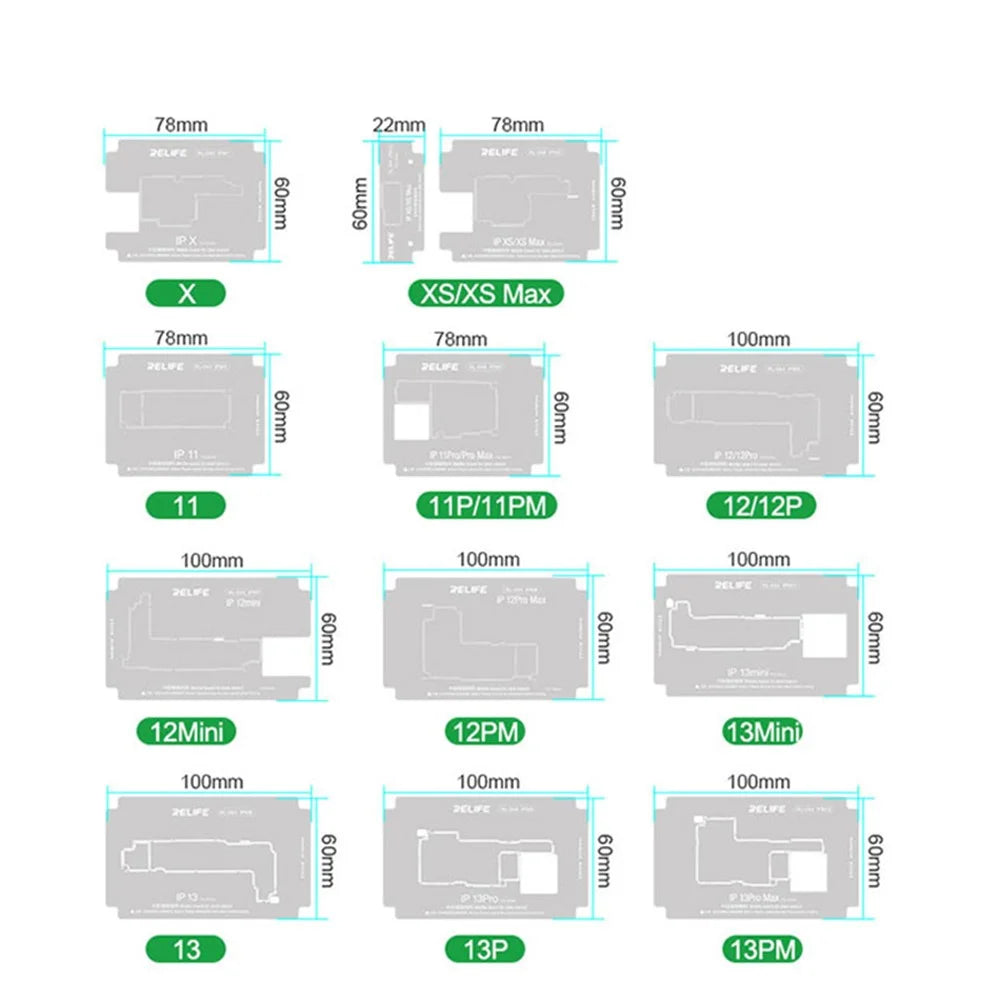 RELIFE RL-601T 31 in 1 Fixture Set For iPhone X - 17 Series Middle Layer Board Plant Tin Platform 3D BGA Reballing Stencil Kit - 5