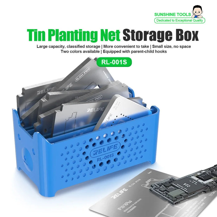 RELIFE RL-001S Tin Planting Net Storage Box Large Capacity Organizer Compact Design - Blue - 5