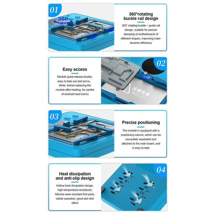 SUNSHINE SS-T12B 14 in 1 Smart Repair Heating Platform Kit Motherboard Layering Tinning Desoldering - US Plug - 7