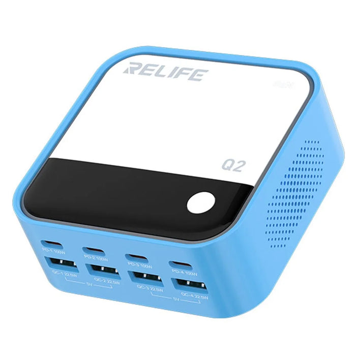 RELIFE Q2 120W GaN Charger 8 Port Desktop Charging Station Intelligent Charging Protection - Blue - 1