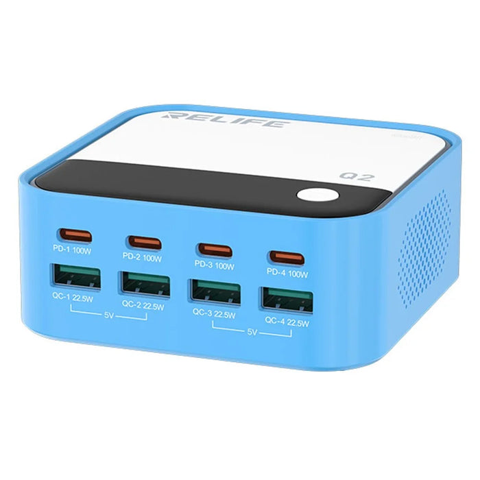 RELIFE Q2 120W GaN Charger 8 Port Desktop Charging Station Intelligent Charging Protection - Blue - 2