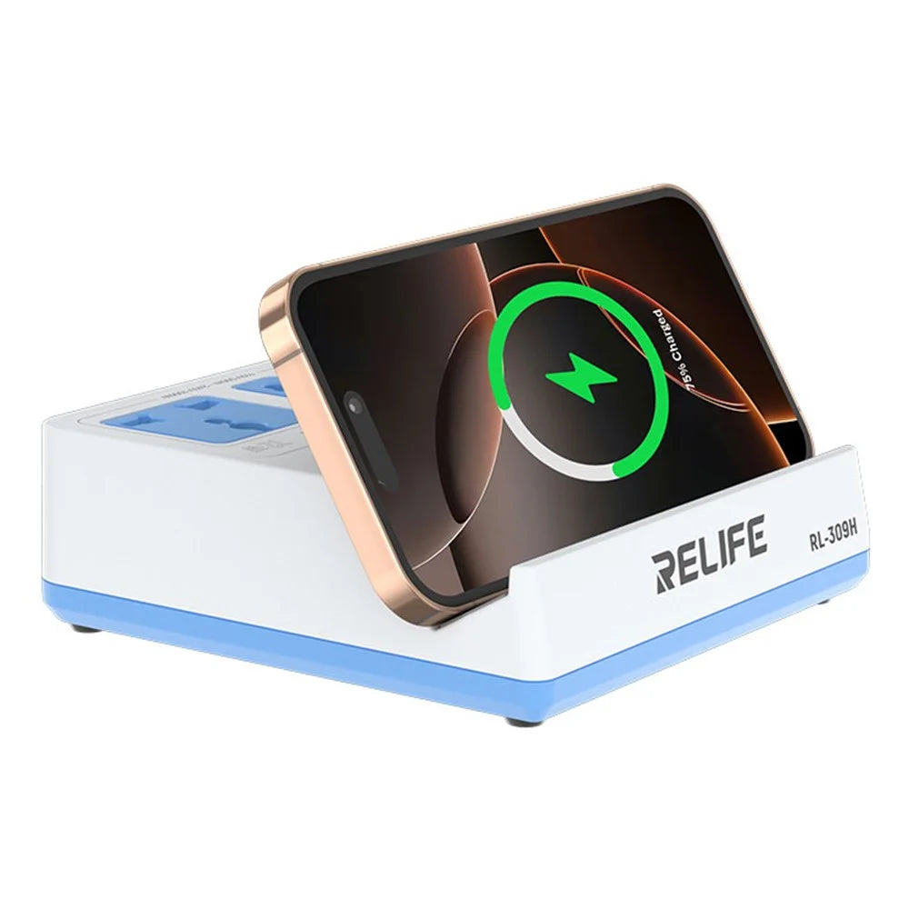 RELIFE RL-309H 72W Integrated Desktop Smart Socket with 15W Wireless Charging for Phone Tablet Laptops - 1