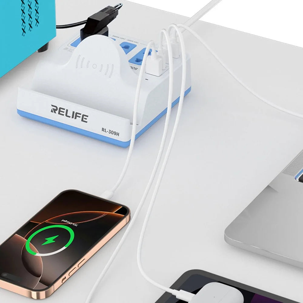 RELIFE RL-309H 72W Integrated Desktop Smart Socket with 15W Wireless Charging for Phone Tablet Laptops - 6
