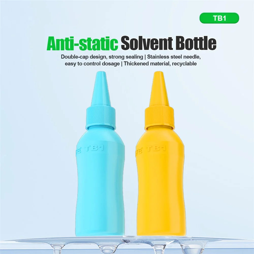 RELIFE TB1 50ml Anti-Static Solvent Bottle Double Cap Design Liquid Alcohol Bottle Dispenser - Blue - 2