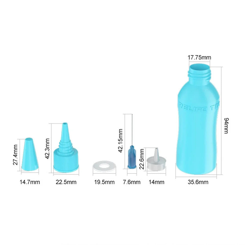 RELIFE TB1 50ml Anti-Static Solvent Bottle Double Cap Design Liquid Alcohol Bottle Dispenser - Blue - 7