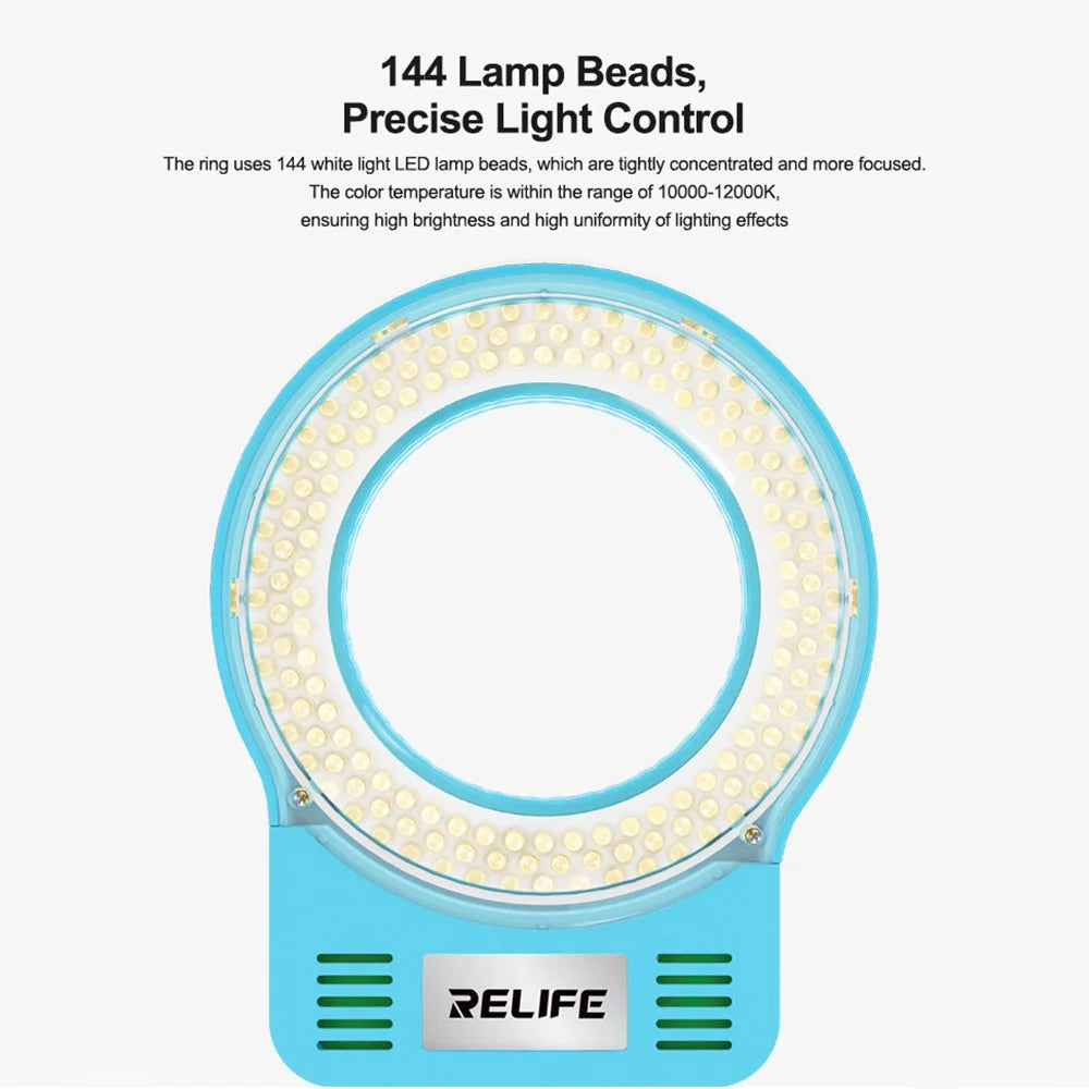 RELIFE RL-033M USB Microscope Light Source 144 LED Beads 10000 - 12000K Microscope Soldering Tool - Blue - 5
