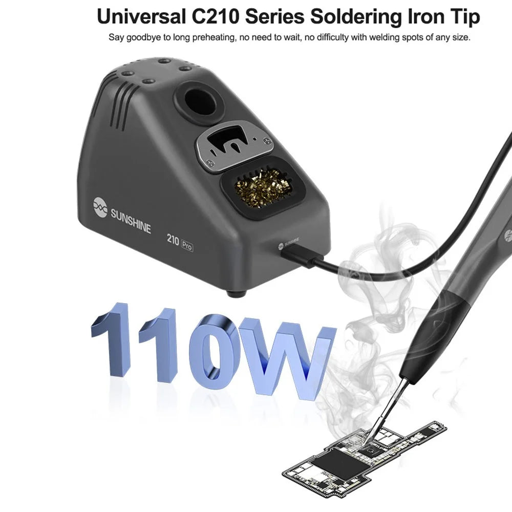 SUNSHINE 210 Pro Smart Portable Soldering Iron Station Temperature Control for Phone PCB Repair - EU Plug - 3