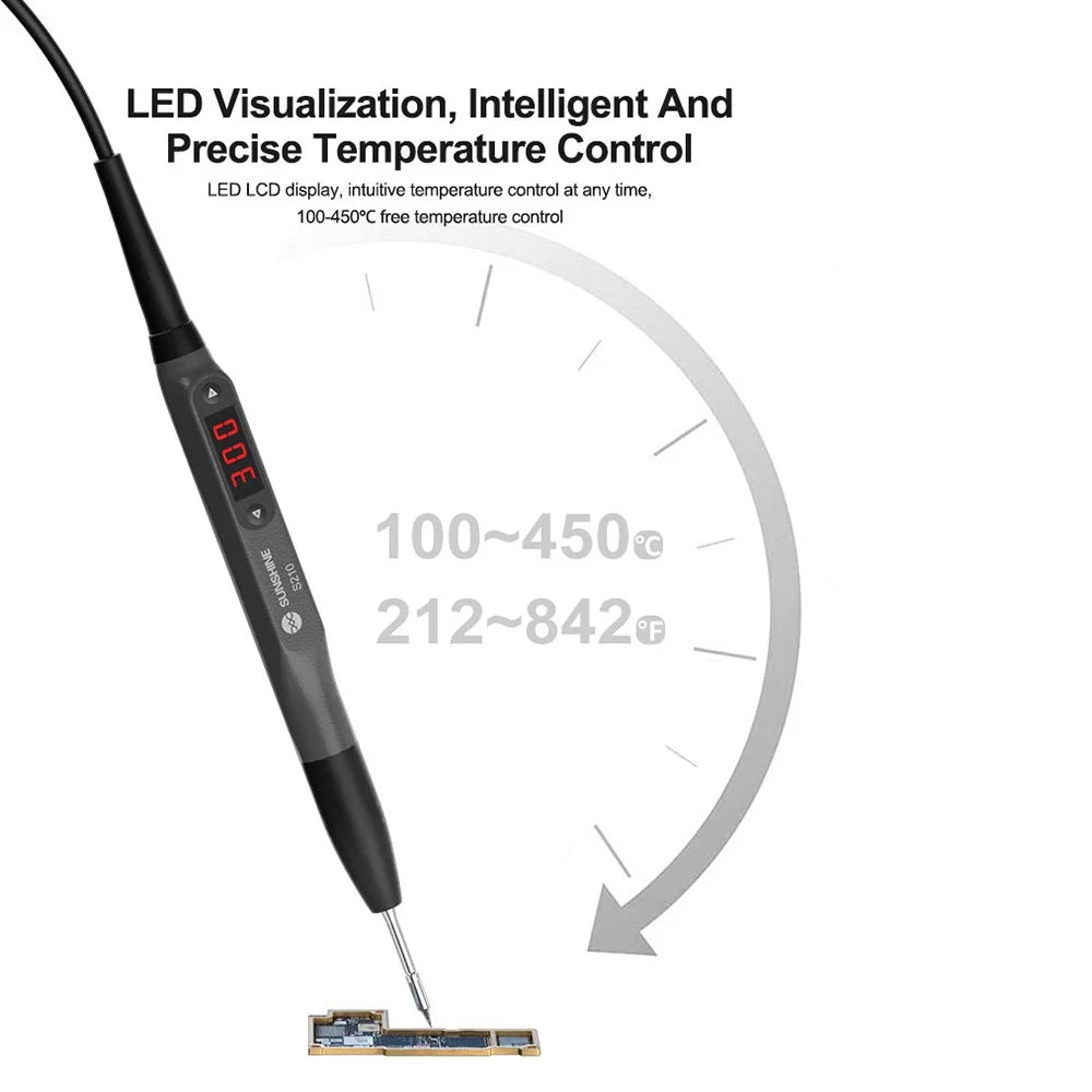 SUNSHINE 210 Pro Smart Portable Soldering Iron Station Temperature Control for Phone PCB Repair - EU Plug - 5